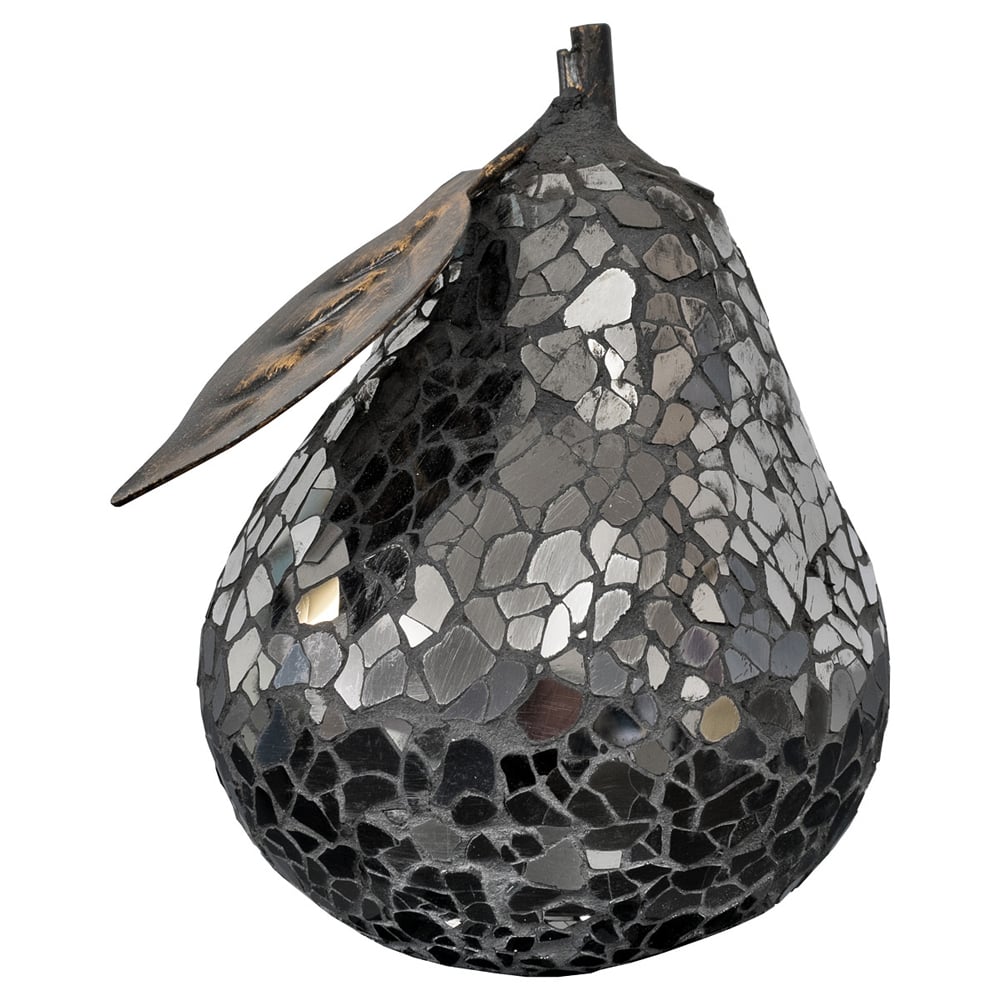 Clisson Decorative Mosaic Glass Pear Fruit With Leaf In Black | Bed Sava