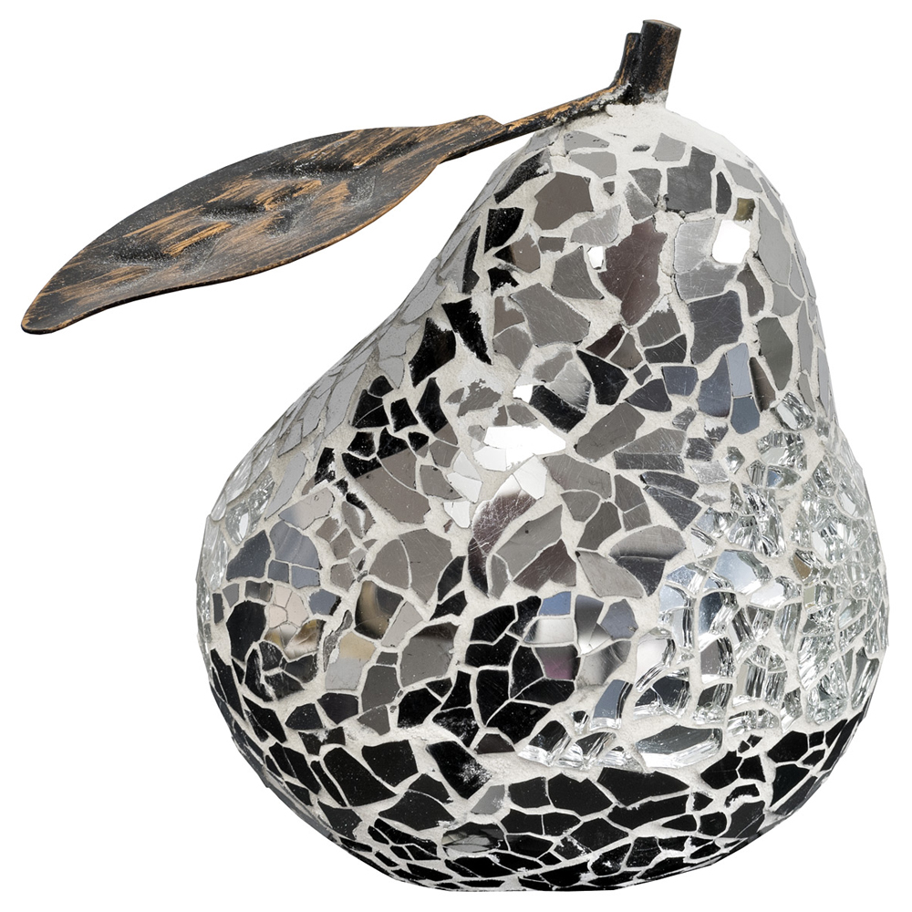 Clisson Decorative Mosaic Glass Pear Fruit With Leaf In Mirrored | Bed Sava