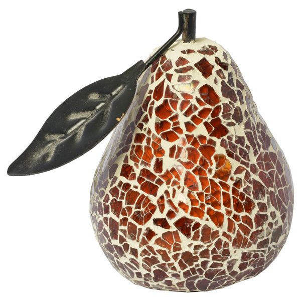 Clisson Decorative Mosaic Glass Pear Fruit With Leaf In Natural | Bed Sava