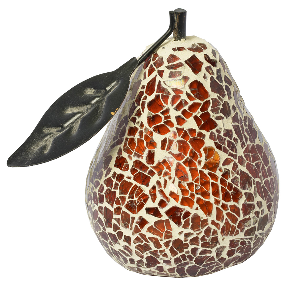Clisson Decorative Mosaic Glass Pear Fruit With Leaf In Natural | Bed Sava