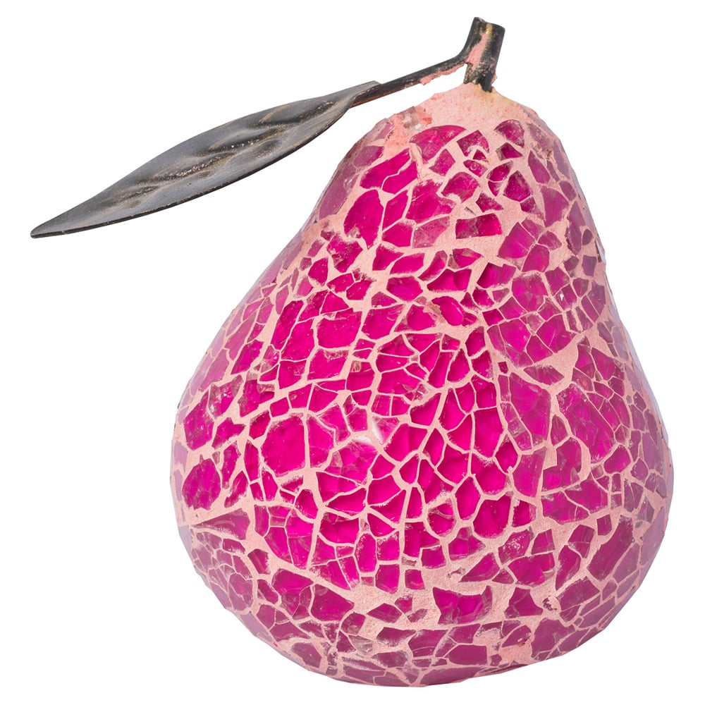 Clisson Decorative Mosaic Glass Pear Fruit With Leaf In Pink | Bed Sava