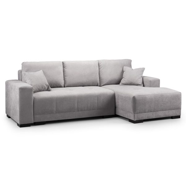Callison Velvet Right Hand Corner Sofa Bed In Grey | Bed Sava