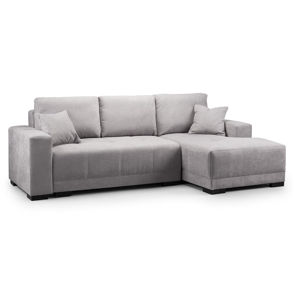 Callison Velvet Right Hand Corner Sofa Bed In Grey