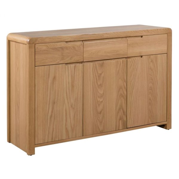 Camber Wooden Sideboard With 3 Doors 3 Drawers In Waxed Oak | Bed Sava
