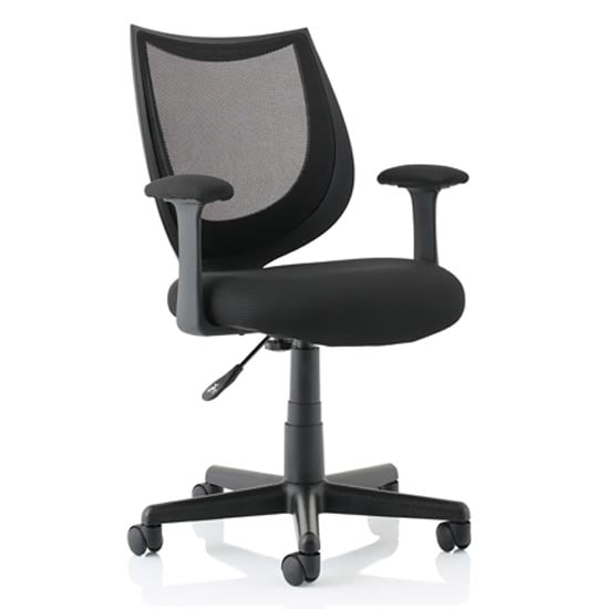 Camden Fabric Mesh Office Chair In Black With Fixed Arms | Bed Sava