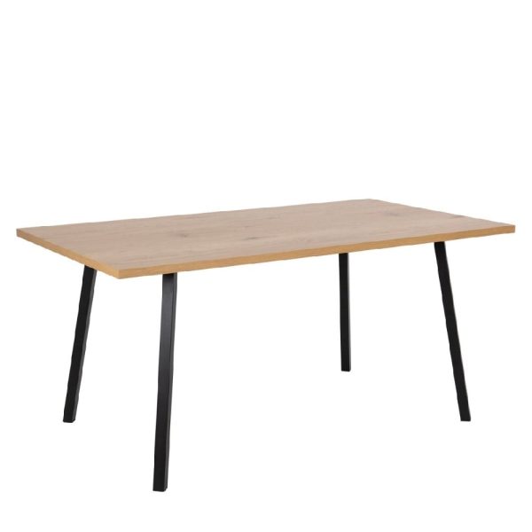 Camino Wooden Dining Table With Black Metal Legs In Oak | Bed Sava