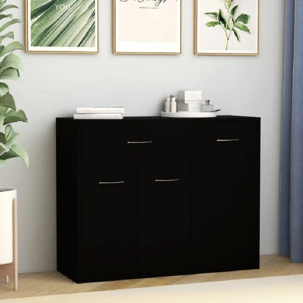 Camino Wooden Sideboard With 3 Doors 1 Drawer In Black | Bed Sava