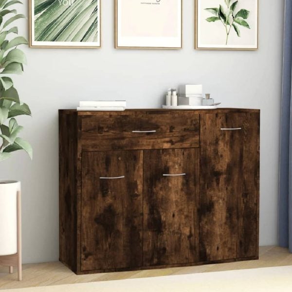 Camino Wooden Sideboard With 3 Doors 1 Drawer In Smoked Oak | Bed Sava