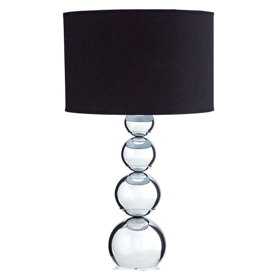 Camox Black Fabric Shade Table Lamp With Chrome Metal Base | Bed Sava