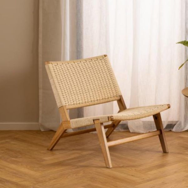 Camrose Weaved Pattern Lounge Chair In Off White | Bed Sava