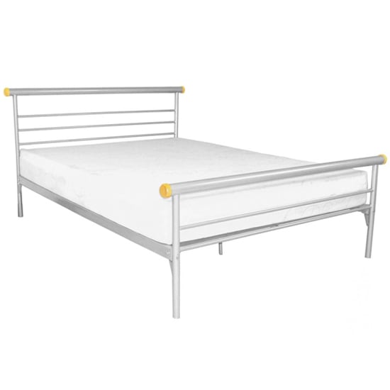 Candela Metal King Size Bed In Silver | Bed Sava