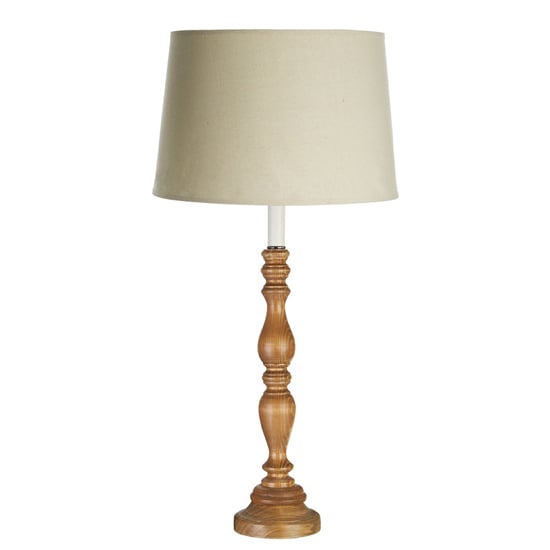 Candoca Natural Fabric Shade Table Lamp With Oak Base | Bed Sava