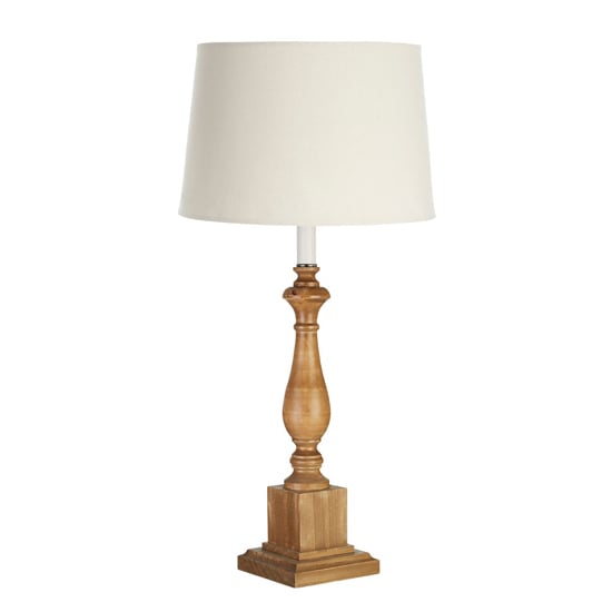 Candoca Natural Fabric Shade Table Lamp With Square Oak Base | Bed Sava