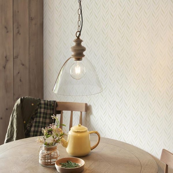 Caneadea Clear Glass Pendant Ceiling Light In Natural | Bed Sava