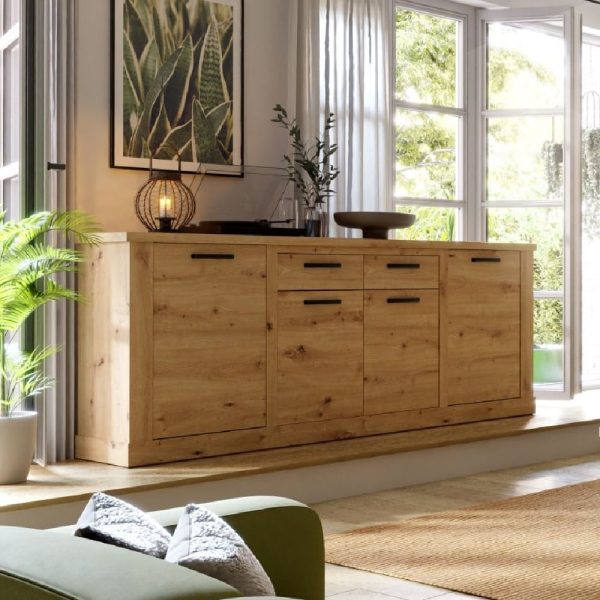 Caneadea Wooden Sideboard With 4 Doors 2 Drawers In Artisan Oak | Bed Sava