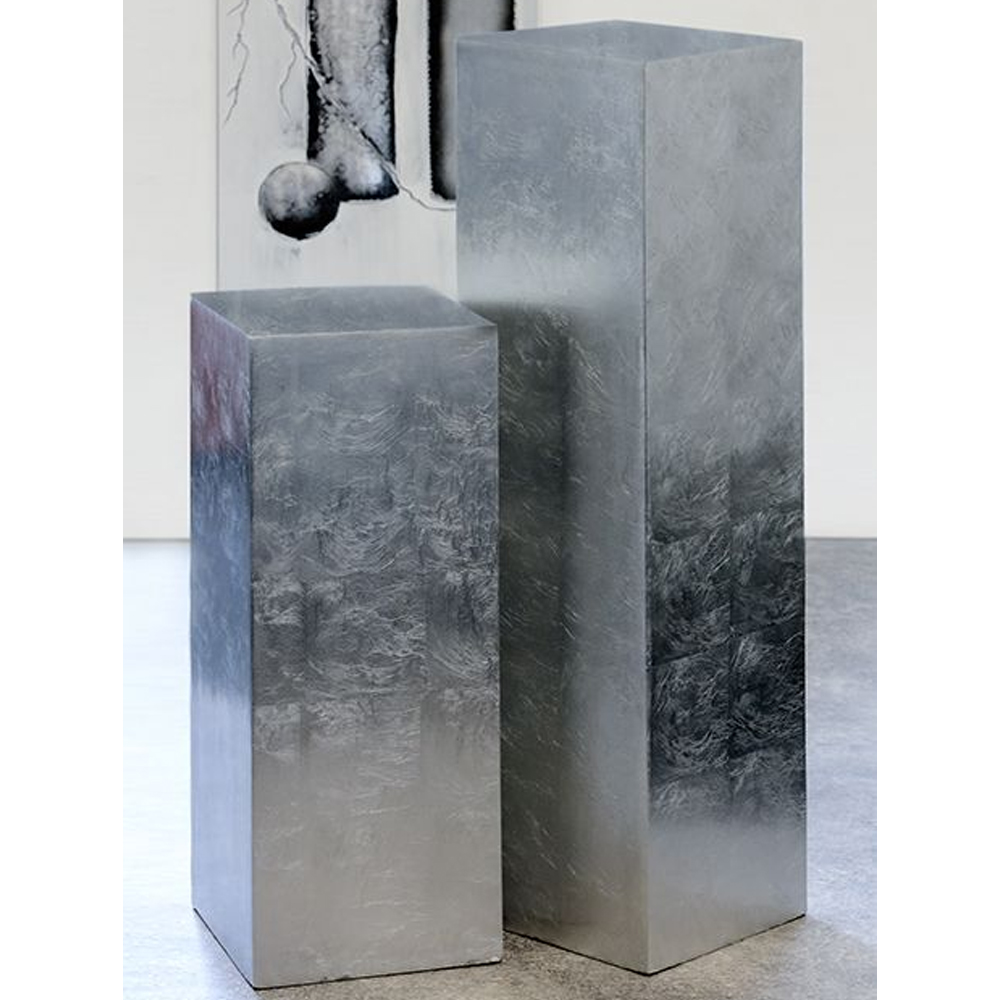 Canfield Fiberglass Set Of 2 Decorative Pillar In Silver | Bed Sava