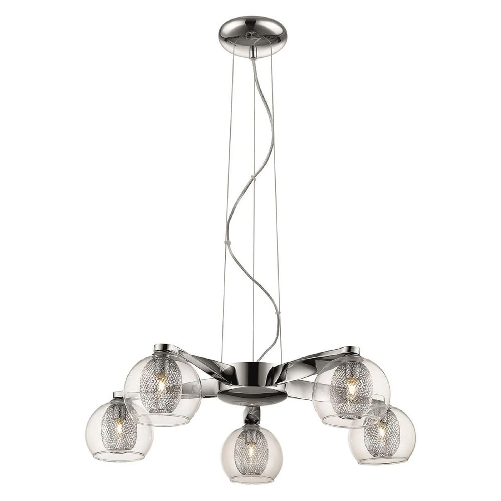 Cannonbury 5 Light Clear Glass Shade Pendant Light In Chrome