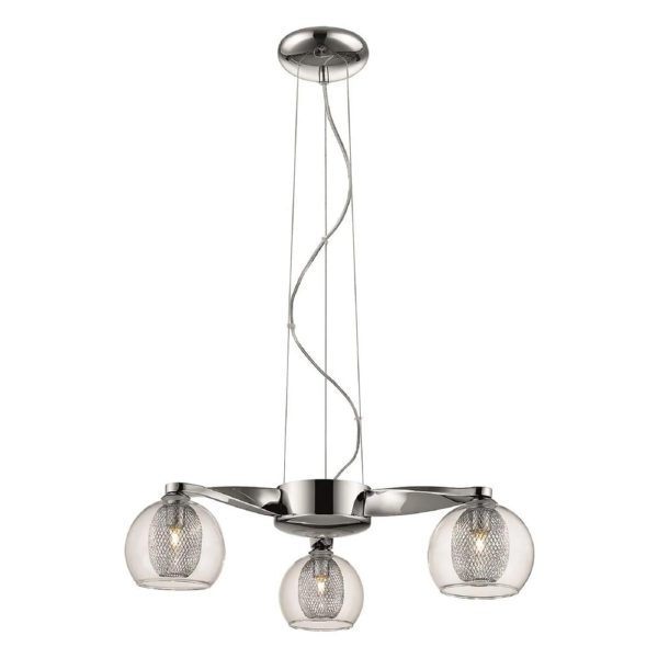 Cannonbury 3 Light Clear Glass Shade Pendant Light In Chrome | Bed Sava