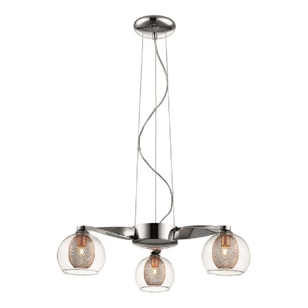 Cannonbury 3 Light Clear Glass Shade Pendant Light In Copper | Bed Sava