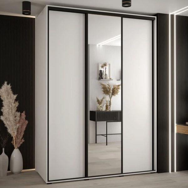 Canon Small Wooden Wardrobe With 3 Sliding Doors In White | Bed Sava