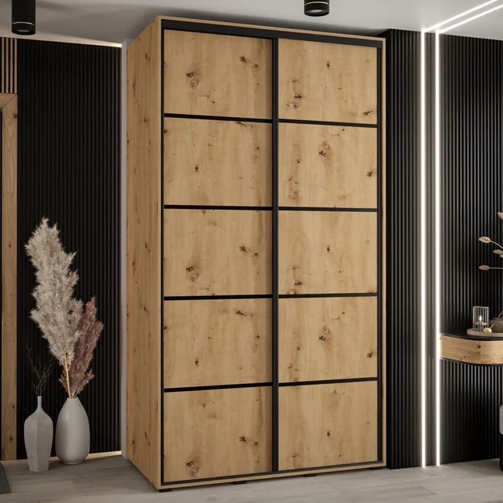 Canon Wooden Wardrobe With 2 Sliding Doors In Artisan Oak | Bed Sava