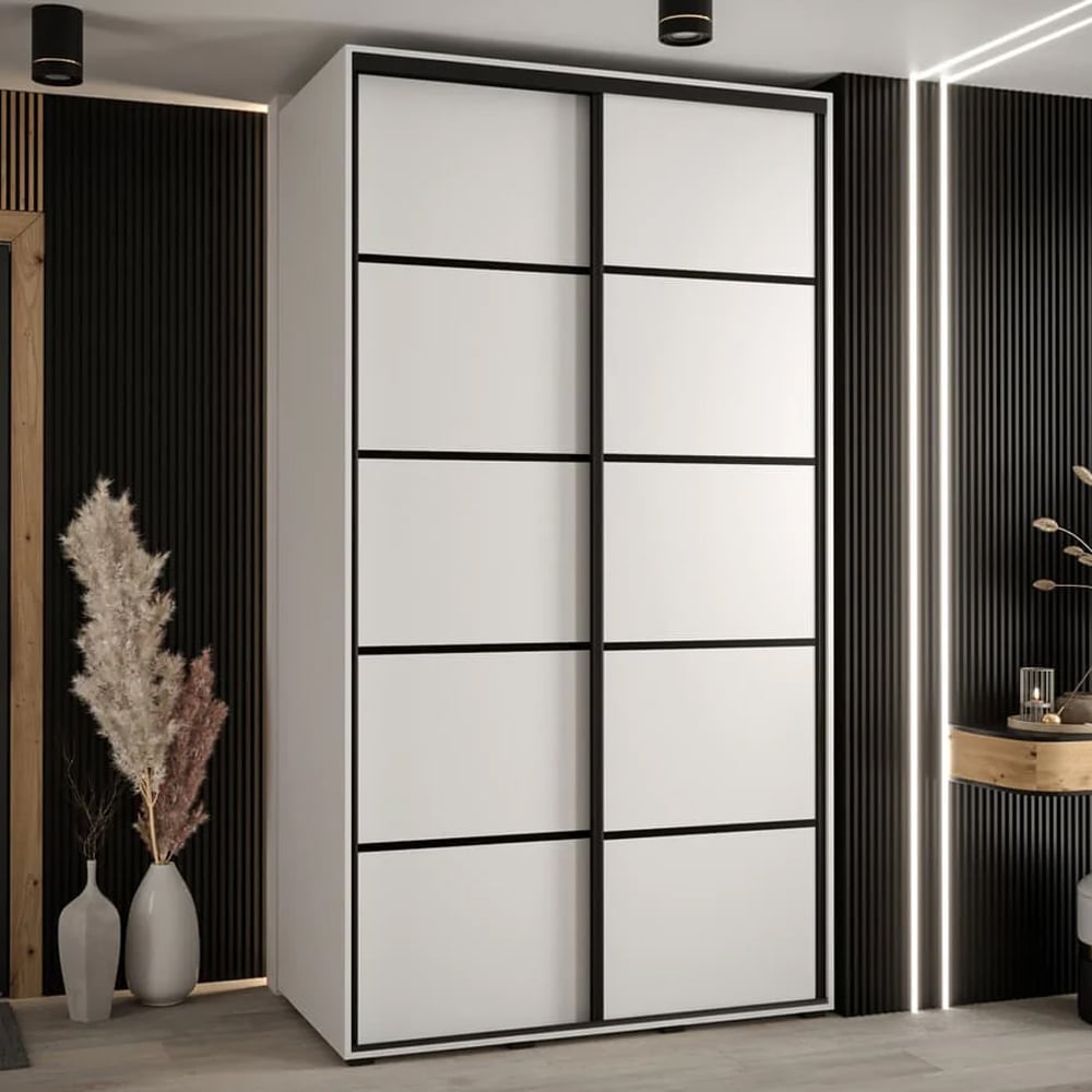 Canon Wooden Wardrobe With 2 Sliding Doors In White | Bed Sava