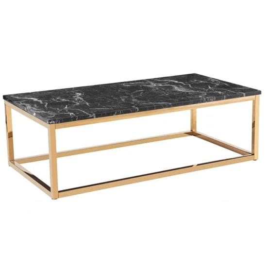 Cantara Marble Effect Wooden Coffee Table With Gold Metal Frame | Bed Sava