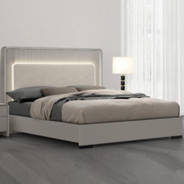 Canton Velvet Ottoman Storage Super King Size Bed In Grey With LED | Bed Sava