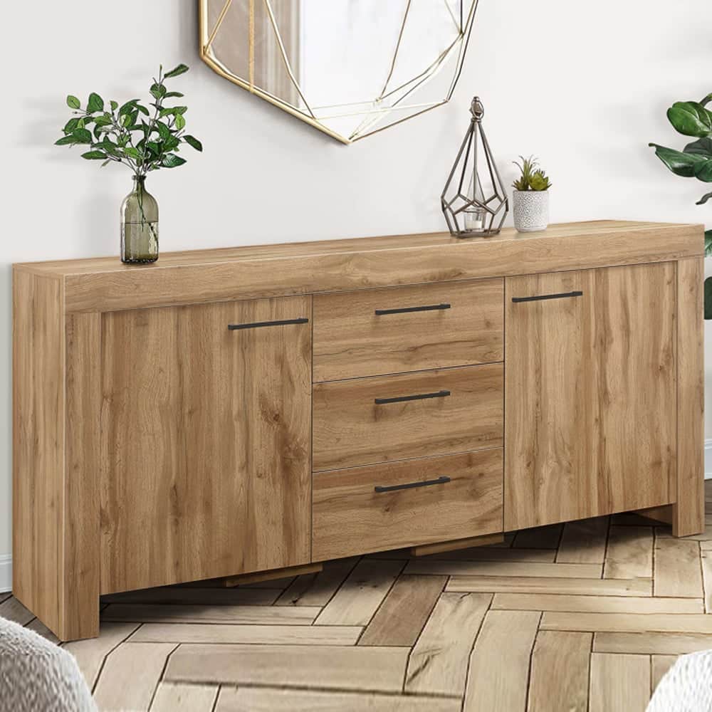 Canton Wooden Sideboard With 2 Doors 3 Drawers In Oak | Bed Sava
