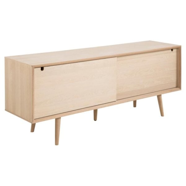 Canton Wooden Sideboard 2 Sliding Doors 5 Drawers In White Oak | Bed Sava