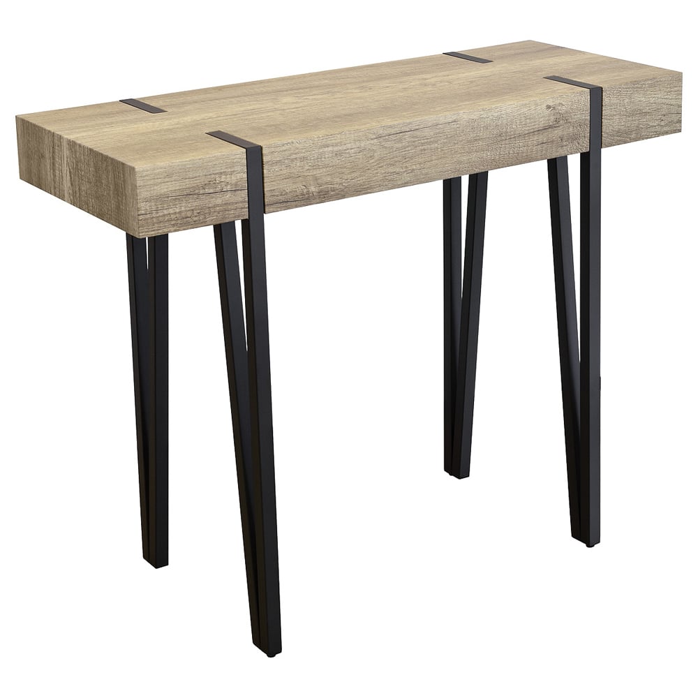 Canyonville Wooden Console Table With Black Frame In Natural | Bed Sava