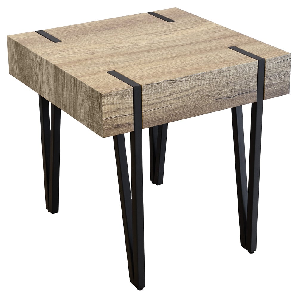 Canyonville Wooden Lamp Table With Black Frame In Natural | Bed Sava