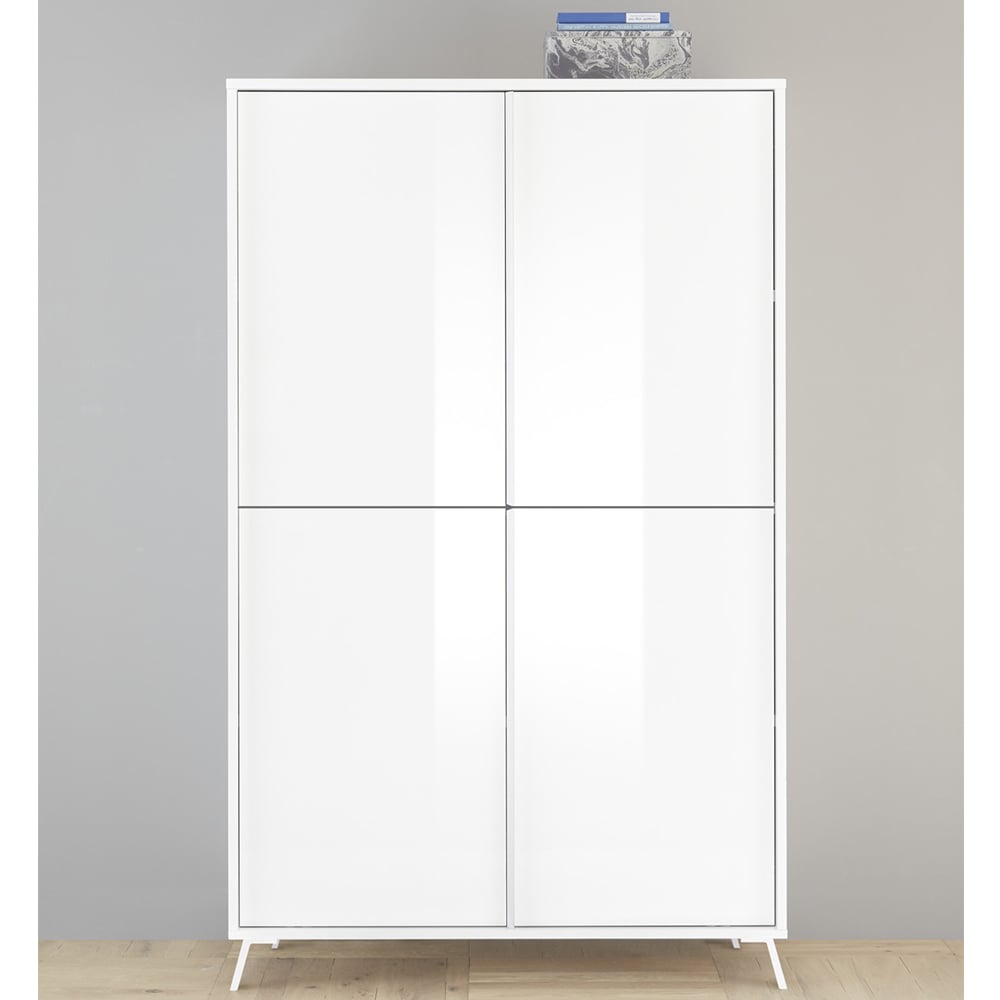 Cappy High Gloss Highboard With 4 Doors In White