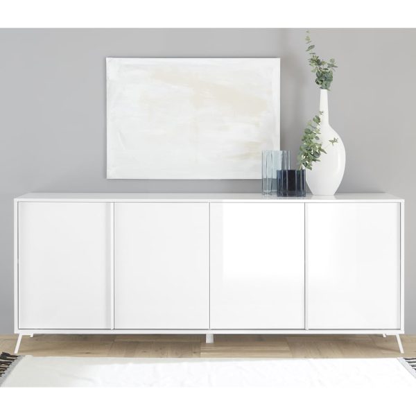 Cappy High Gloss Sideboard With 4 Doors In White | Bed Sava