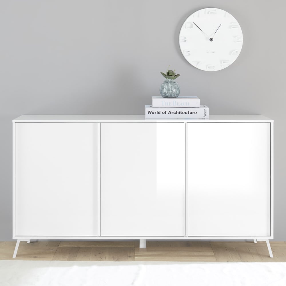 Cappy High Gloss Sideboard With 3 Doors In White