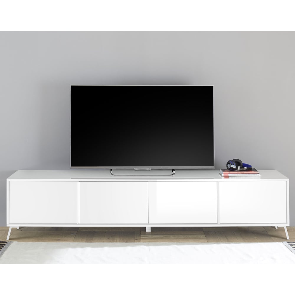 Cappy High Gloss TV Stand With 4 Doors In White