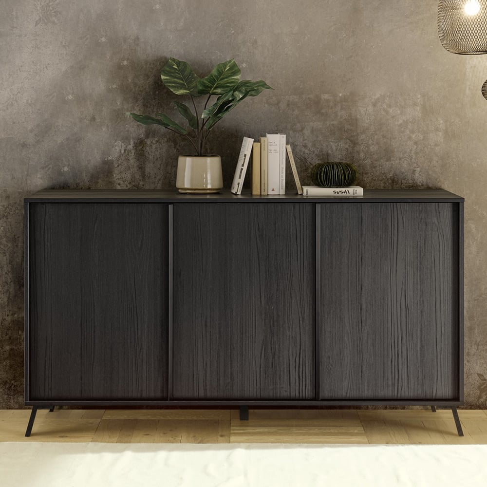 Cappy Wooden Sideboard With 3 Doors In Black