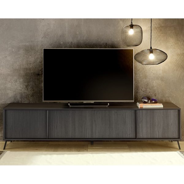 Cappy Wooden TV Stand With 4 Doors In Black | Bed Sava