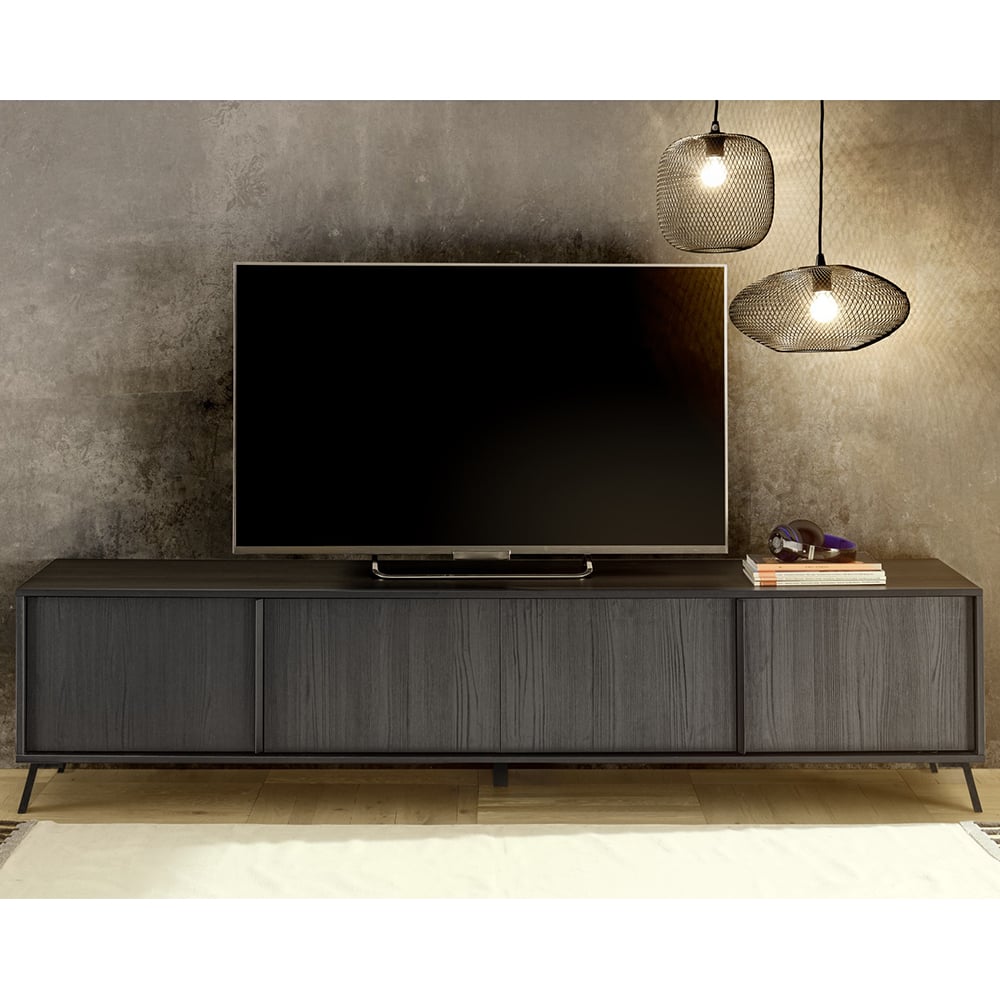 Cappy Wooden TV Stand With 4 Doors In Black