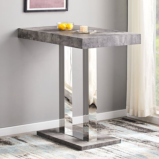 Caprice Rectangular Wooden Bar Table In Concrete Effect | Bed Sava