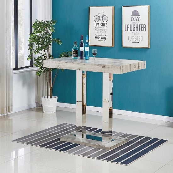 Caprice Rectangular Wooden Bar Table In Grey Oak Effect | Bed Sava