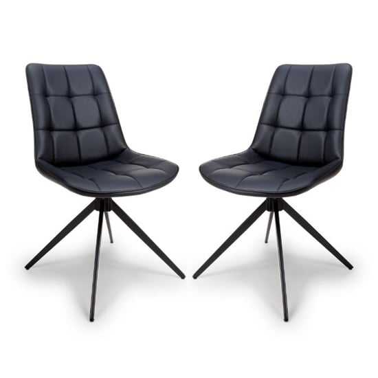 Captiva Black Faux Leather Dining Chairs In Pair