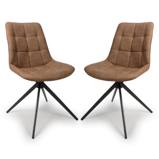 Captiva Tan Faux Leather Dining Chairs In Pair