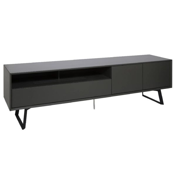 Cardiff Large Wooden TV Stand In Matt Charcoal Grey | Bed Sava