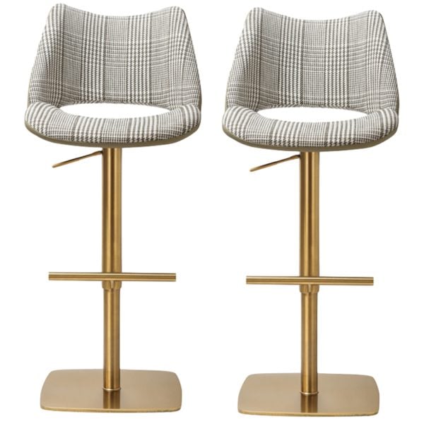 Cardwell Olive Leather Fabric Bar Stools With Gold Base In Pair | Bed Sava