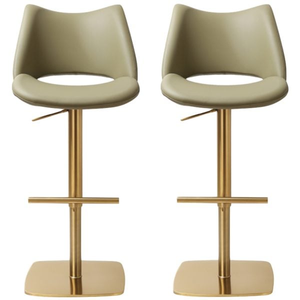 Cardwell Olive PU Leather Bar Stools With Gold Base In Pair | Bed Sava