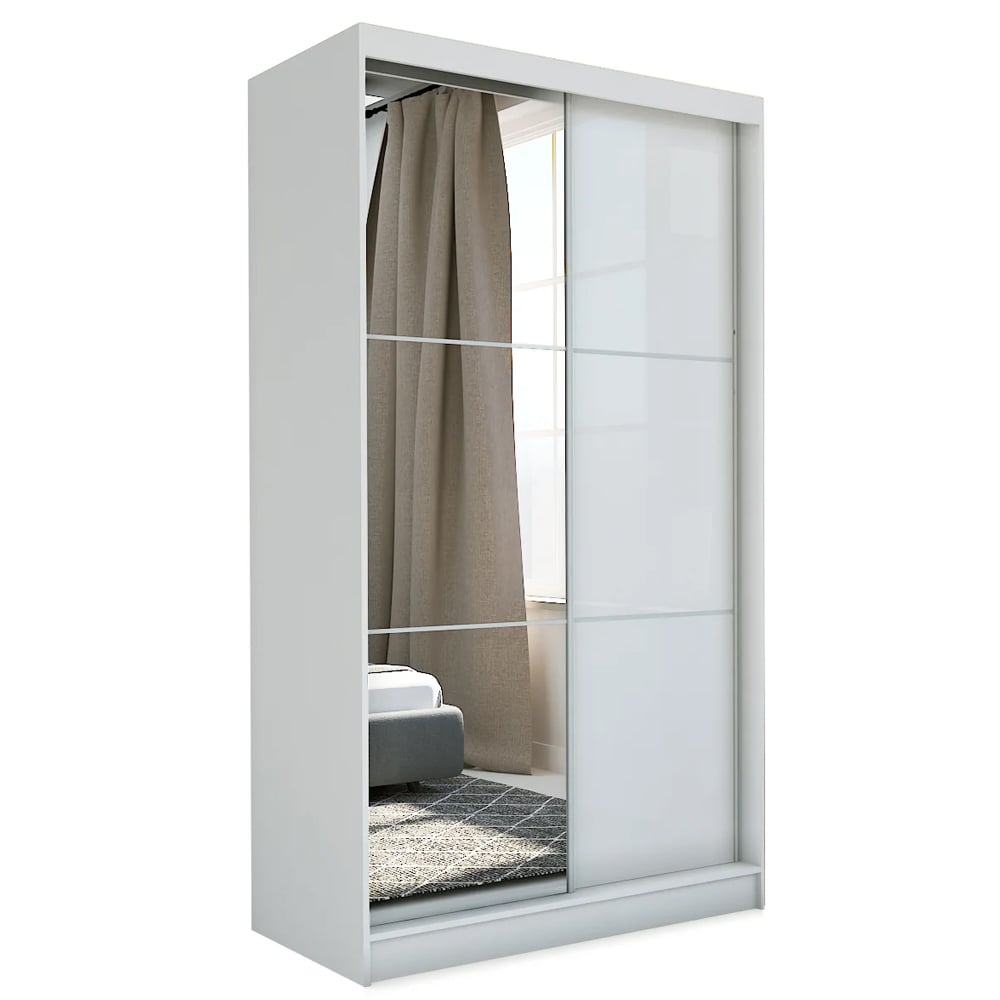 Cardwell Small Wooden Wardrobe With 2 Sliding Doors In White | Bed Sava