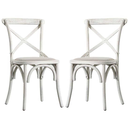 Caria Cross Back Natural Wooden Dining Chairs In Pair