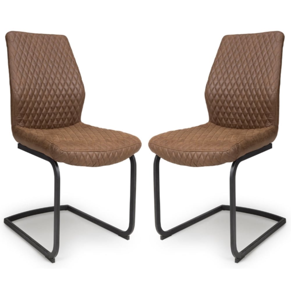 Caribou Antique Brown Fabric Dining Chairs In Pair
