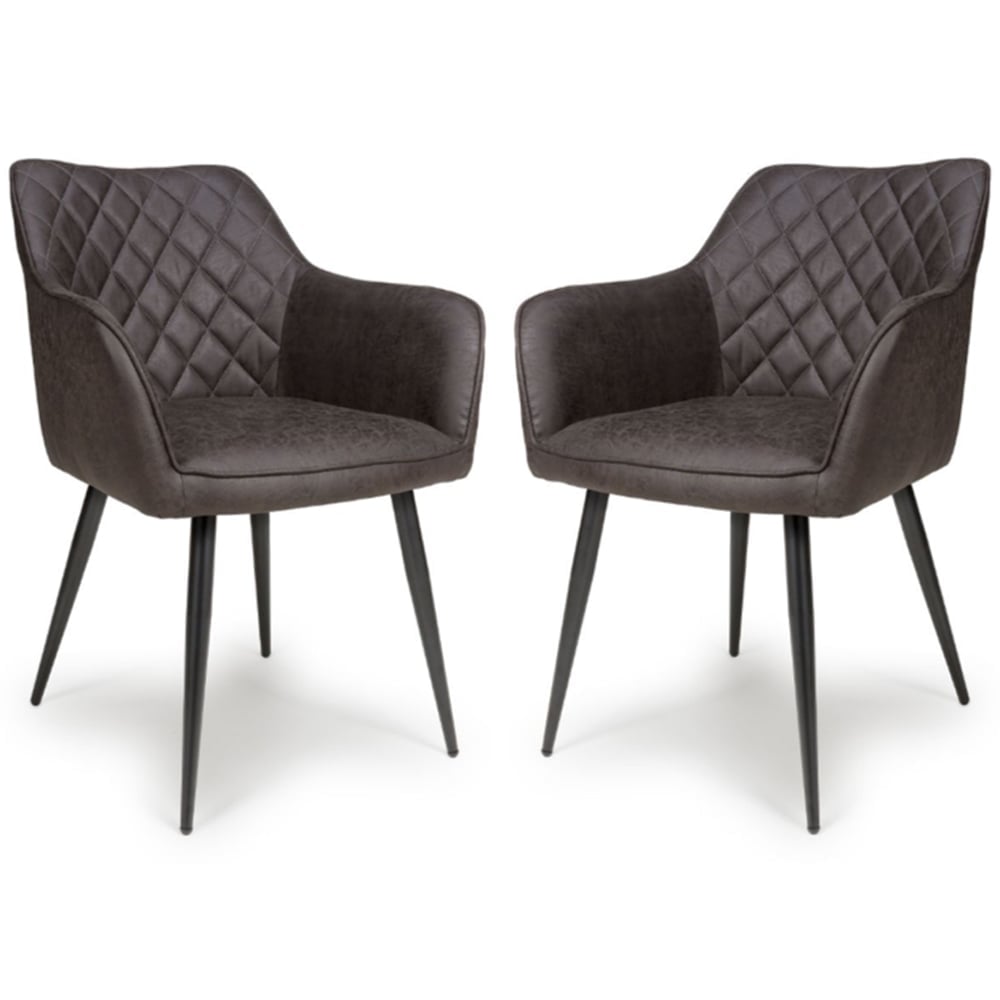 Caribou Grey Fabric Carver Dining Chairs In Pair
